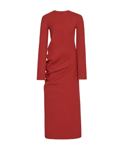 The Row Lucienne Long-sleeved Dress In Red