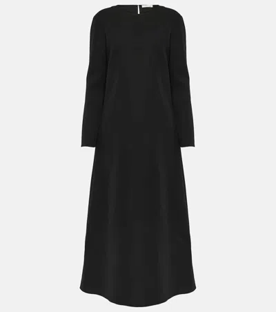 The Row Aras Stretch Wool, Silk And Cashmere-blend Maxi Wrap Dress In Smokey Brown