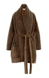 The Row Lucja Lambskin Belted Coat In Brown