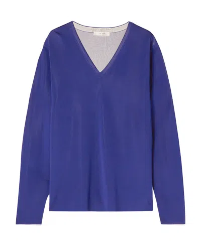 The Row Lucla Knitted Sweater In Blue
