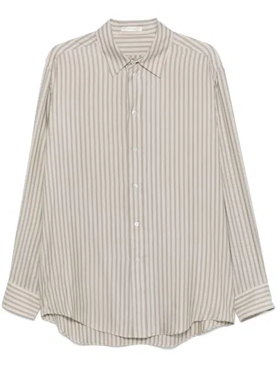 The Row Luigi Striped Shirt In Neutral