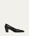 The Row Luisa Leather Block-heel Pumps In Black