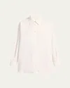 The Row Luka Cotton-cashmere Button-down Shirt In White