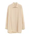 The Row Andra Oversized Silk Shirt In Brown