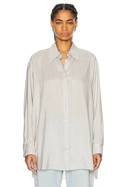 The Row Luka Shirt In Grey Stripe