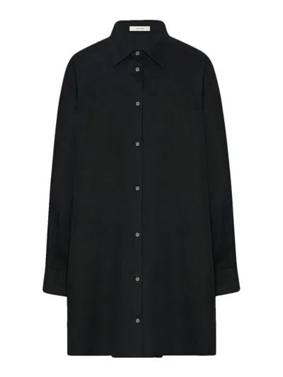 The Row Luka Shirt In Virgin Wool In Black