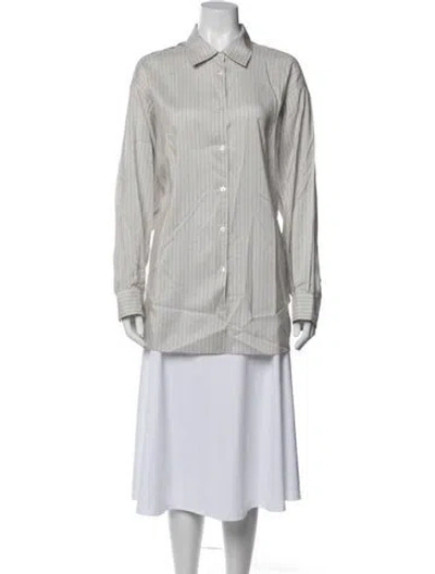 Pre-owned The Row Luka Shirt Silk Button-up Top In Gray