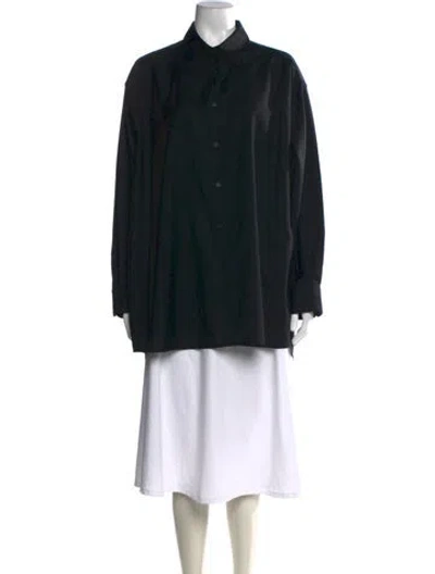 Pre-owned The Row Luka Shirt Virgin Wool Button-up Top In Black
