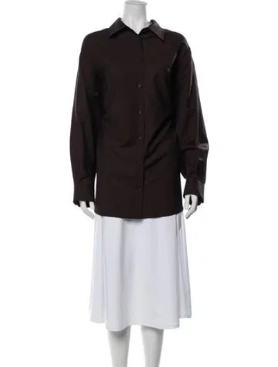 Pre-owned The Row Luka Shirt Virgin Wool Button-up Top In Brown