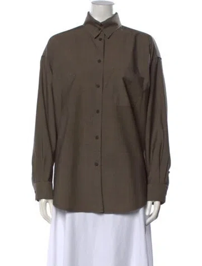 Pre-owned The Row Luka Shirt Virgin Wool Button-up Top In Brown