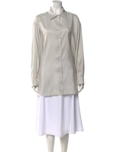 Pre-owned The Row Luka Silk Button-up Top W/ Tags In Neutral