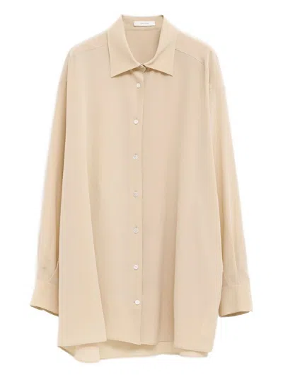 The Row Luka Silk Shirt In Sand