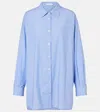 The Row Luka Striped Cotton Poplin Shirt In Blue