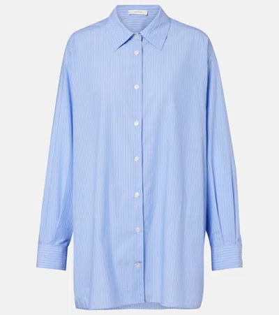 The Row Luka Striped Cotton Poplin Shirt In Blue