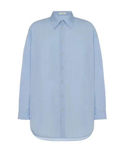 The Row Lukre Long-sleeved Shirt In Blue