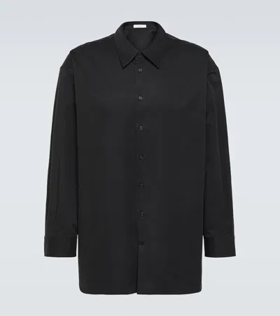 The Row Lukre Oversized Cotton-blend Poplin Shirt In Black