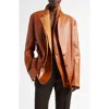 The Row Lysandre Leather Jacket In Caramel