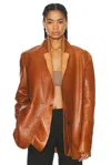 The Row Lysandre Leather Jacket In Caramel
