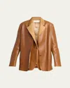 The Row Lysandre Leather Jacket In Caramel