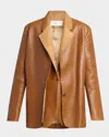 The Row Lysandre Leather Jacket In Caramel