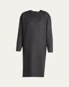 The Row Lysiane Long-sleeve Midi Cashmere Dress In Charcoal Melange