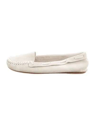 Pre-owned The Row Mabel Suede Ballet Flats In Neutral