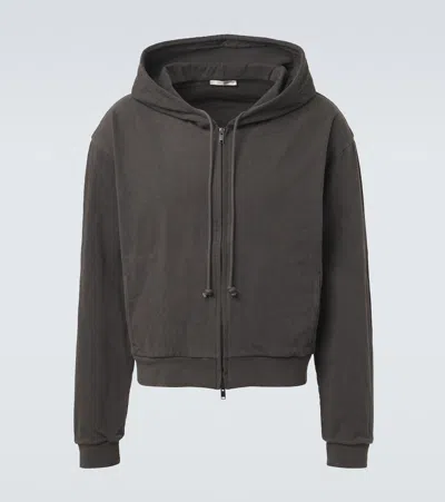The Row Mabon Cotton Jersey Zip-up Hoodie In Gray
