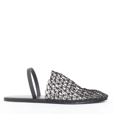 The Row Macrame Net Fabric Mesh Slingback Flat Shoes In Black