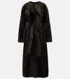 The Row Madelina Belted Shearling Coat In Brown