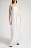 The Row Madleine Strapless Cascading-drape Gown In Ivory
