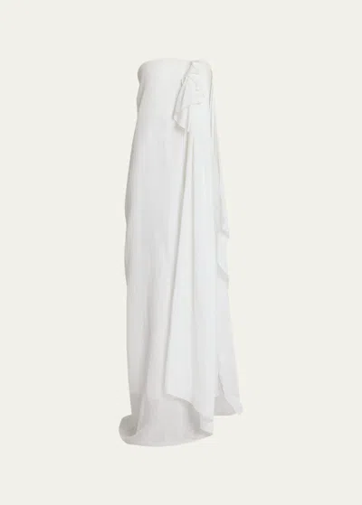 The Row Madleine Strapless Cascading-drape Gown In Ivory