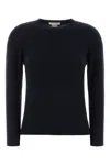 The Row Navy Blue Solid Crew Neck Sweater In Black