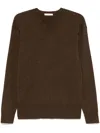 The Row Main Cashmere Blend V Necked Sweater In Brown