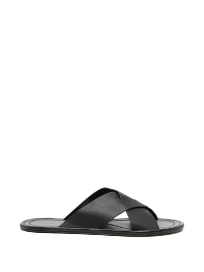The Row Malick Crossed-strap Sandals In Black
