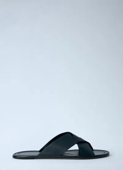 The Row Malick Crossed-strap Sandals In Black