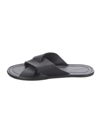 Pre-owned The Row Malick Leather Slides In Black