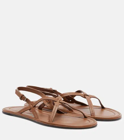 The Row Malick Strappy Leather Sandals In Brown