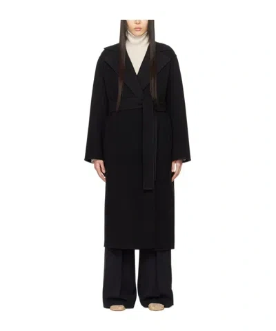 The Row Malika Lapel Coat In Black