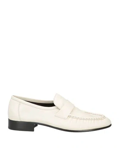 The Row Man Loafers Cream Size 7.5 Leather In White