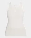 The Row Ribbed Texture Tank Top With Button Detail In White