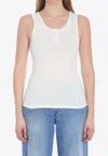 The Row Ribbed Texture Tank Top With Button Detail In White