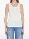 The Row Ribbed Texture Tank Top With Button Detail In White