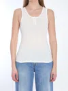 The Row Ribbed Texture Tank Top With Button Detail In White