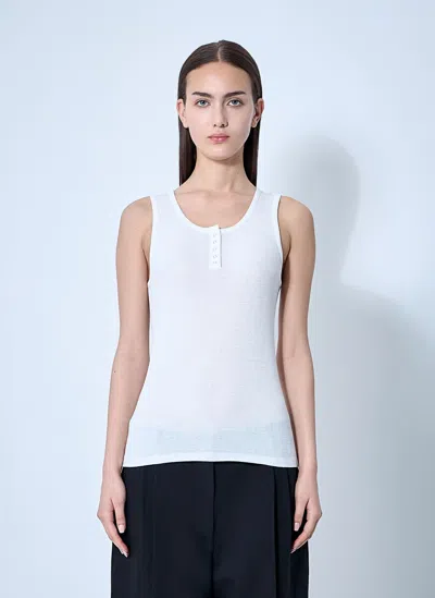 The Row Ribbed Texture Tank Top With Button Detail In White