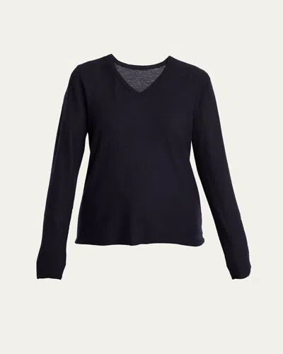 The Row Manyar V-neck Cashmere Sweater In Blue