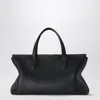 The Row Marcel Textured-leather Tote In Black