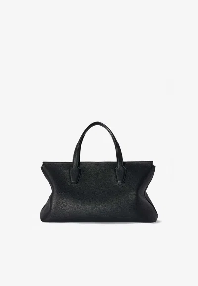 The Row Marcel Calf Leather Top Handle Bag In Black