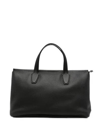 The Row Marcel Grainy-leather Tote Bag In Black