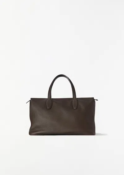 The Row Marcel Leather Handbag In Walnut Shadow