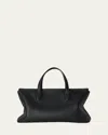 The Row Marcel Slouchy Top-handle Bag In Grain Leather In Black